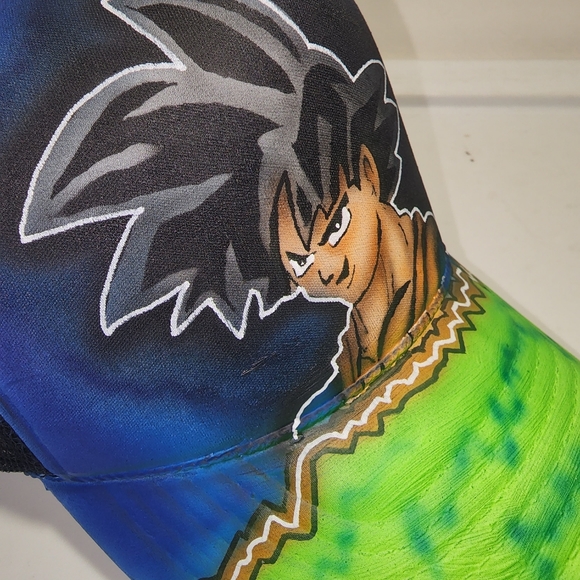 Popular Anime Cartoon DBZ Goku Custom Airbrushed Snapback Trucker Hat Cap Sharp - Picture 3 of 4